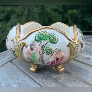 Paulux Made In Occupied Japan Hand Painted Footed Bowl